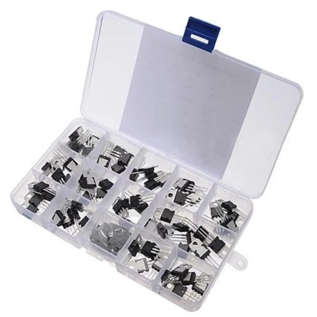 

70pcs Transistor Assortment Kit L7805-LM317 Voltage Regulator 100pcs Insulated Caps With Storage Box