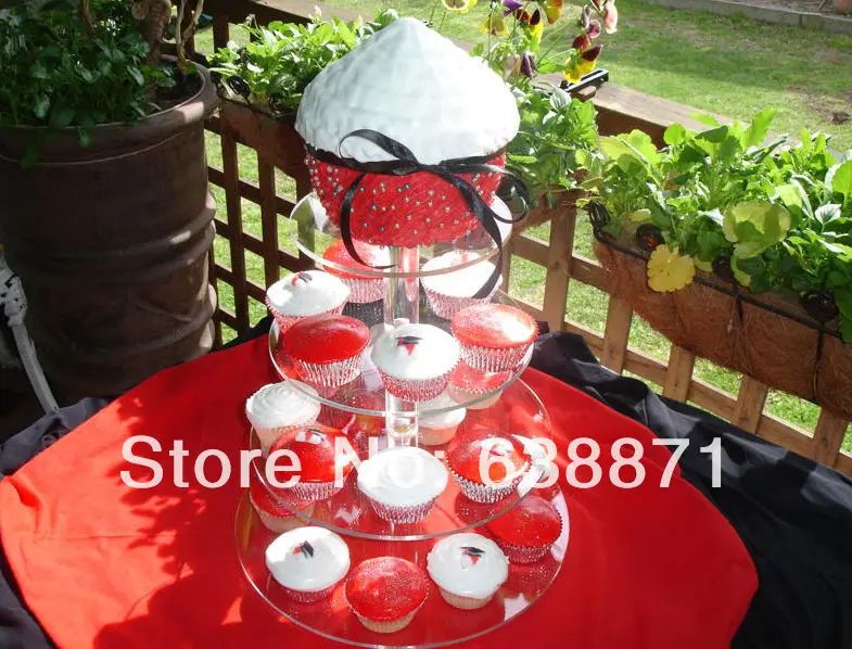 Красивая 4-ярусная круглая недорогая акриловая подставка для кексов свадебного