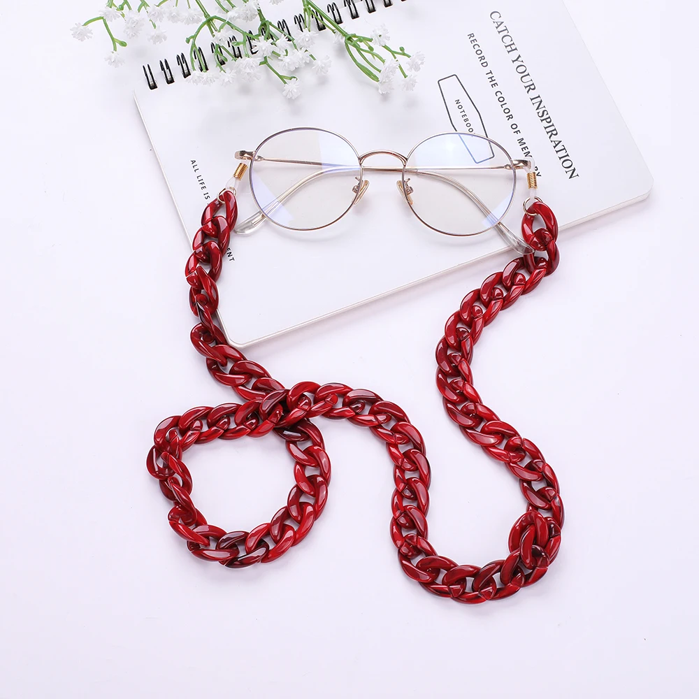 LIKGREAT Модные Винтажные широкие акриловые солнцезащитные очки с цепочкой для