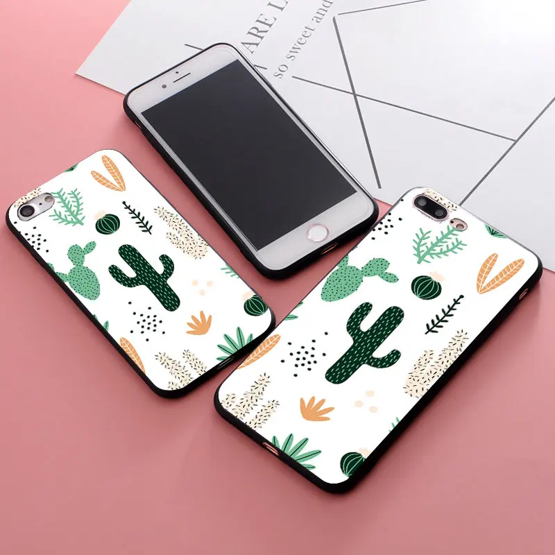 Чехлы с изображением космоса Вселенной планеты для iPhone 8 Чехол С КАКТУСОМ мягкий