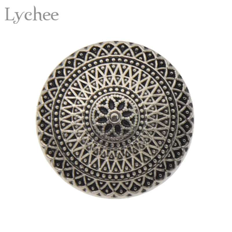 Круглый Цветок Lychee Life 10 шт. резные пуговицы металлические с хвостовиком для