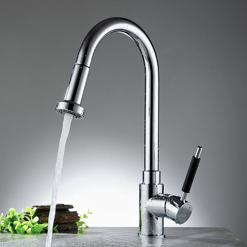 Современный кухонный кран выдвижной 360 Поворотный носик 2 режима смеситель для