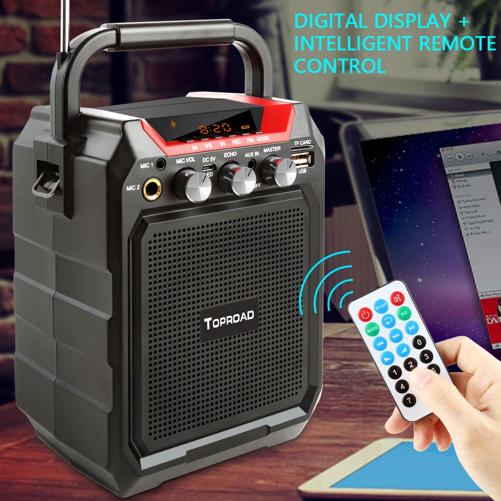 TOPROAD портативный Bluetooth динамик беспроводной 3D стерео сабвуфер динамик s громкий динамик поддержка AUX FM TF микрофон Пульт дистанционного управления