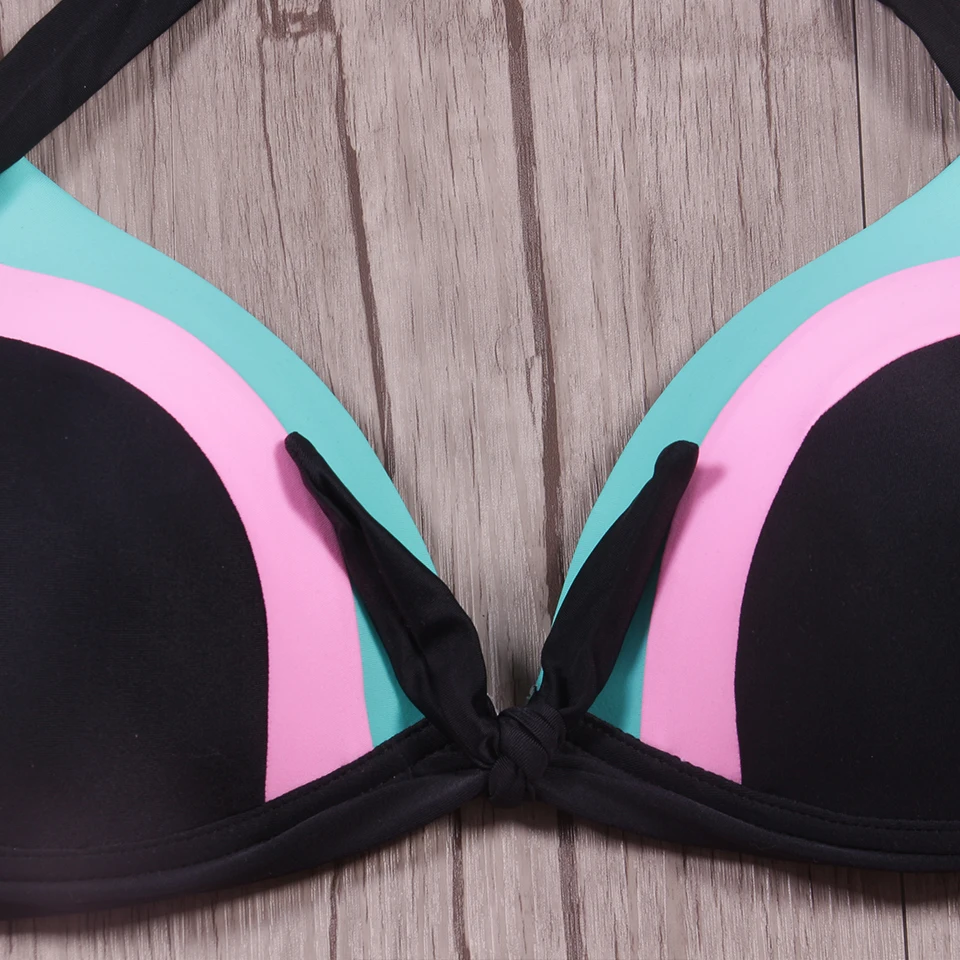 Женский купальник с высокой талией KayVis неоновые бикини в стиле ретро купальный