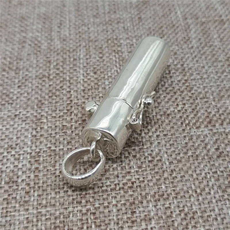 Серебряная коробка для молитвы медальон Цилиндрическая Коробка с памятью кулон