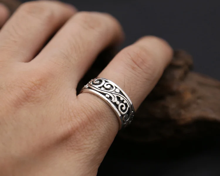 Солидные кольца из стерлингового серебра 925 пробы вращающиеся вертушки мужские