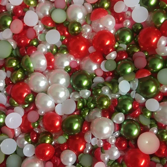 christmas mix 500 шт 4-12 мм белые цвета слоновой кости, пастельные серебряные золотые рождественские смешанные полукруглые жемчужины для скрапбукинга, украшения для ногтей - Цвет: christmas mix