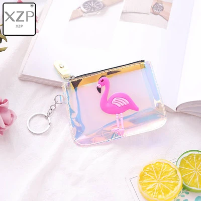 Style 3 XZP лазерные Мультяшные Кошельки для монет креативная Сова Единорог Фламинго узор желе прозрачный кошелек малыш женский маленький ключ сумка ПВХ Мини Кошелек - Color: Style 3