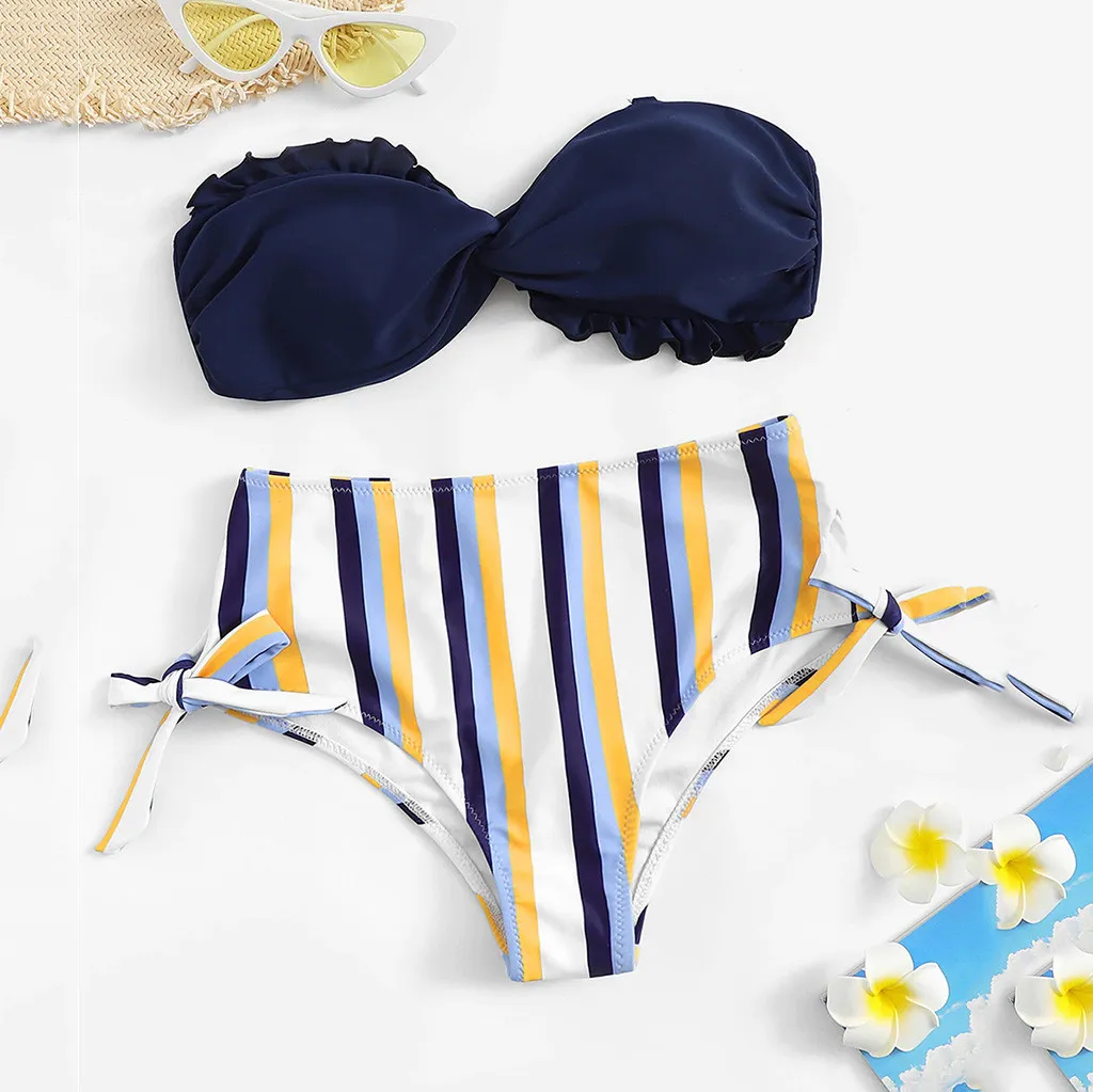 Женский купальник-бикини пляжная одежда с принтом из 2 предметов лето 2019 | Спорт и