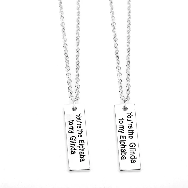 

1 pair Necklace Jewelry Wicked You're the Elphaba to My Glinda Letters Necklaces for Men Women Couple Necklaces