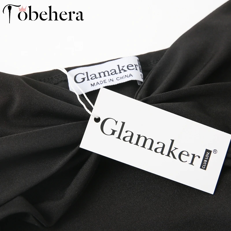 Glamaker летнее сексуальное женское платье без бретелек с бантом, облегающее весеннее вечернее платье миди на пуговицах, элегантное черное Клубное Повседневное платье