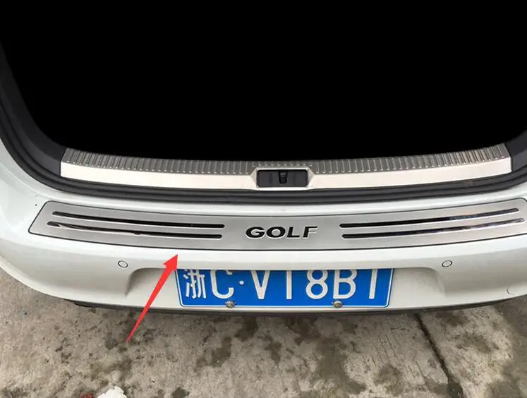 Высокое качество нержавеющая сталь Задний бампер протектор порога для Volkswagen Golf 7 2013 - Цвет: Серебристый