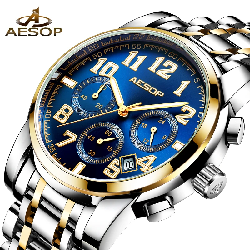 Фото AESOP мужские s часы лучший бренд класса люкс Мужские кварцевые наручные из