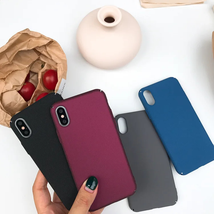 Retro Solid Color Simple Phone case For iPhone X 6 Puls 6S 7 8 Cases Rock sand matte texture Wine Red Black Blue Gray |
