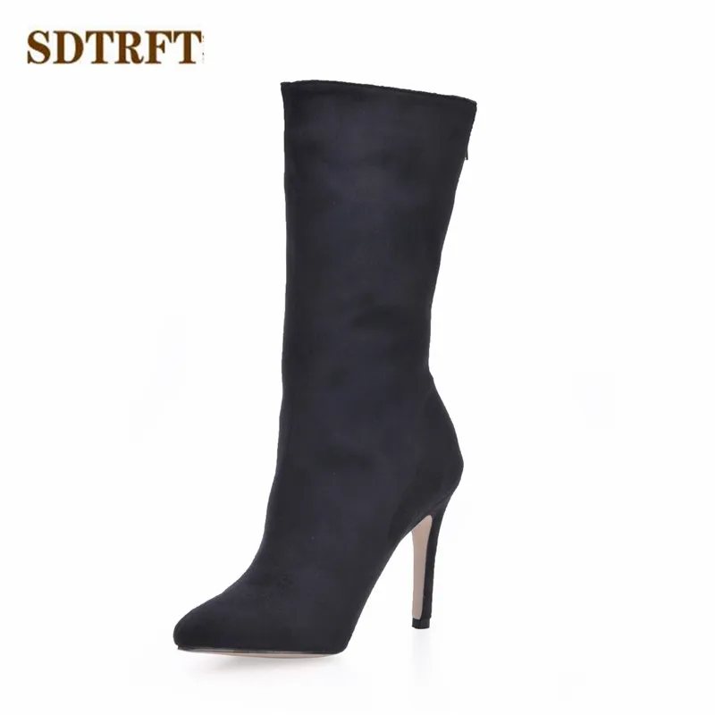 

SDTRFT демисезонные туфли на шпильке 10 см до колена на тонком каблуке Свадебная обувь женские туфли с острым носком черные туфли на шпильке «па...