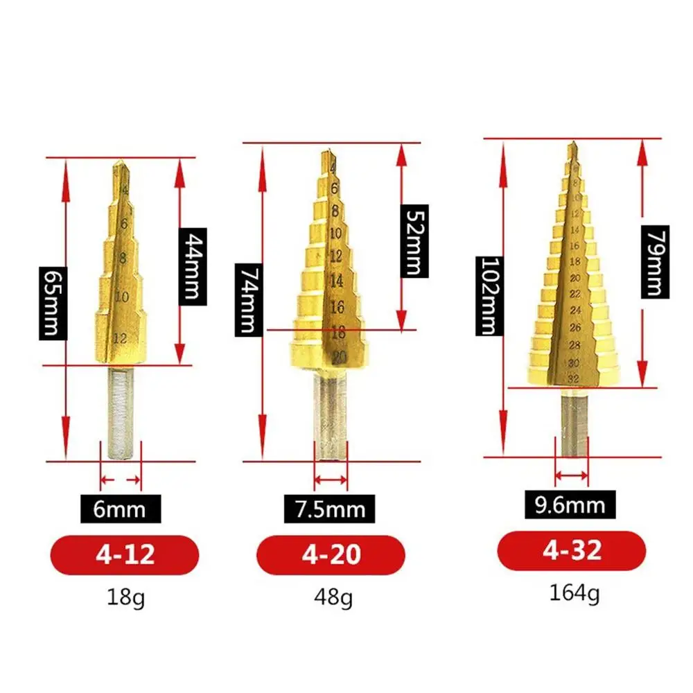 HSS ручка с титановым покрытием спиральный паз Шаг Сверла Набор