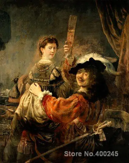 

Rembrandt van Rijn Self portrait of the artist with his young wife Saskia Prodigal son oil Painting High quality Hand painted