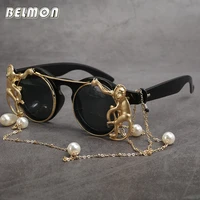 belmon baroque steampunk goggles sunglasses women round sun glasses for ladies uv400 vintage oculos de sol female sunglass rs663
