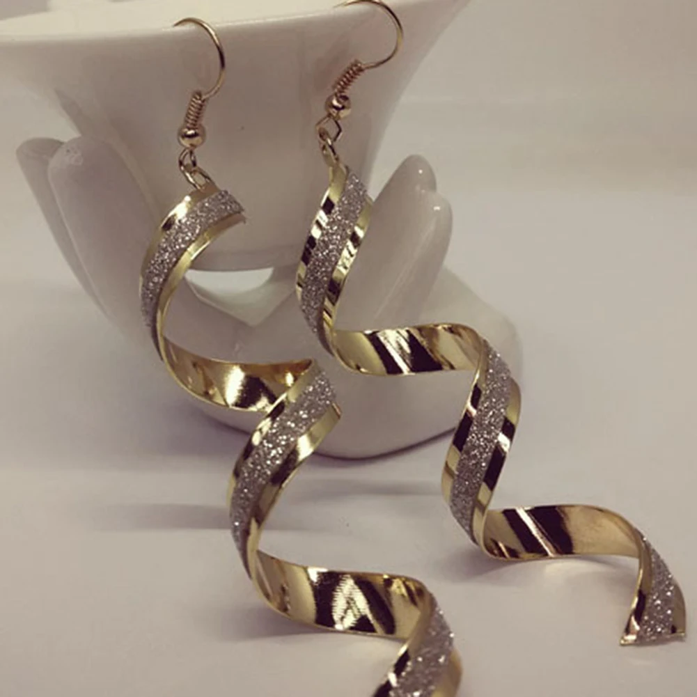 Женские модные серьги Стразы 1 пара витые спиральные женские шикарные длинные