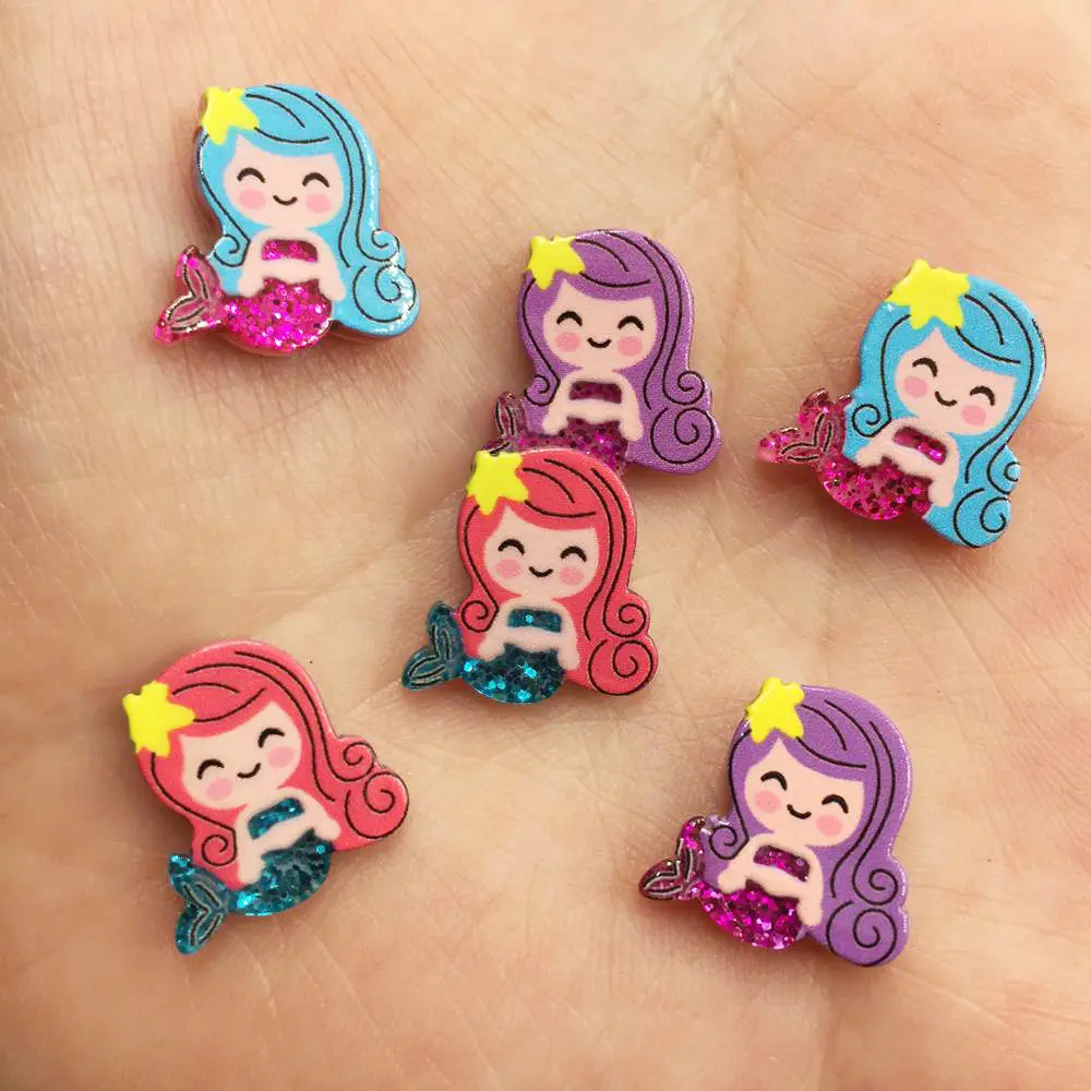 

25PCS Acrylic cute Paillette mini Mermaid Flatback scrapbook crafts Ornaments home decoration accessories SW35