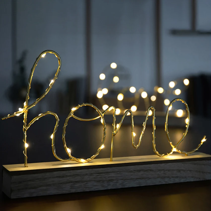 Love/Home Форма письмо декоративные настольные лампы ночной Светильник Спальня