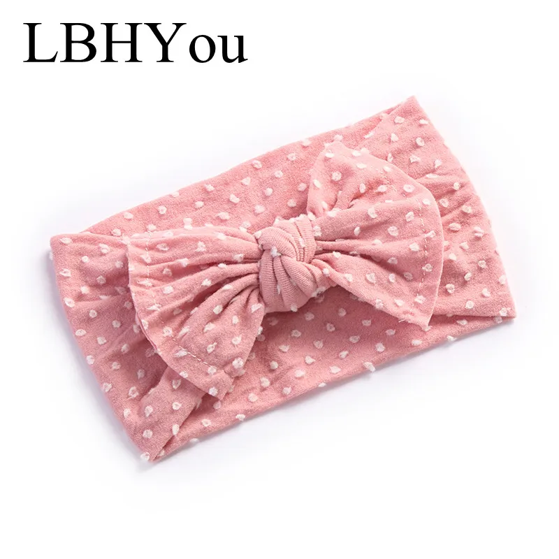 pale pink 1 шт., широкие нейлоновые оголовья для маленьких девочек, милые нейлоновые оголовья в горошек, банты для новорожденных, аксессуары для плетения волос, один размер, все - Цвет: pale pink