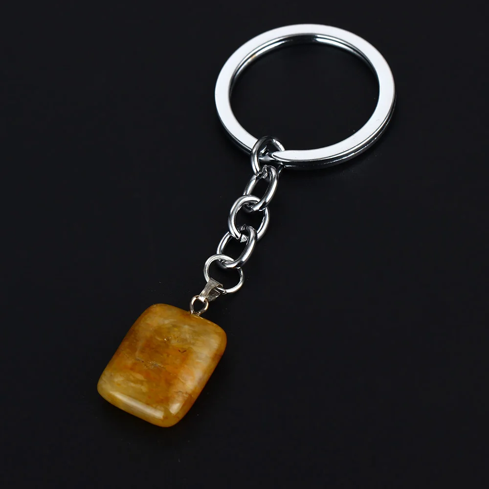 Цветной натуральный камень квадратный брелок для ключей женщин и мужчин