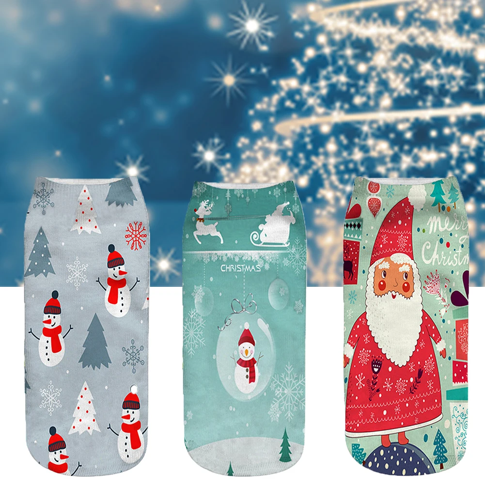 Подарок Новый год Милые 3D печатные забавные носки Рождественский Снеговик Санта