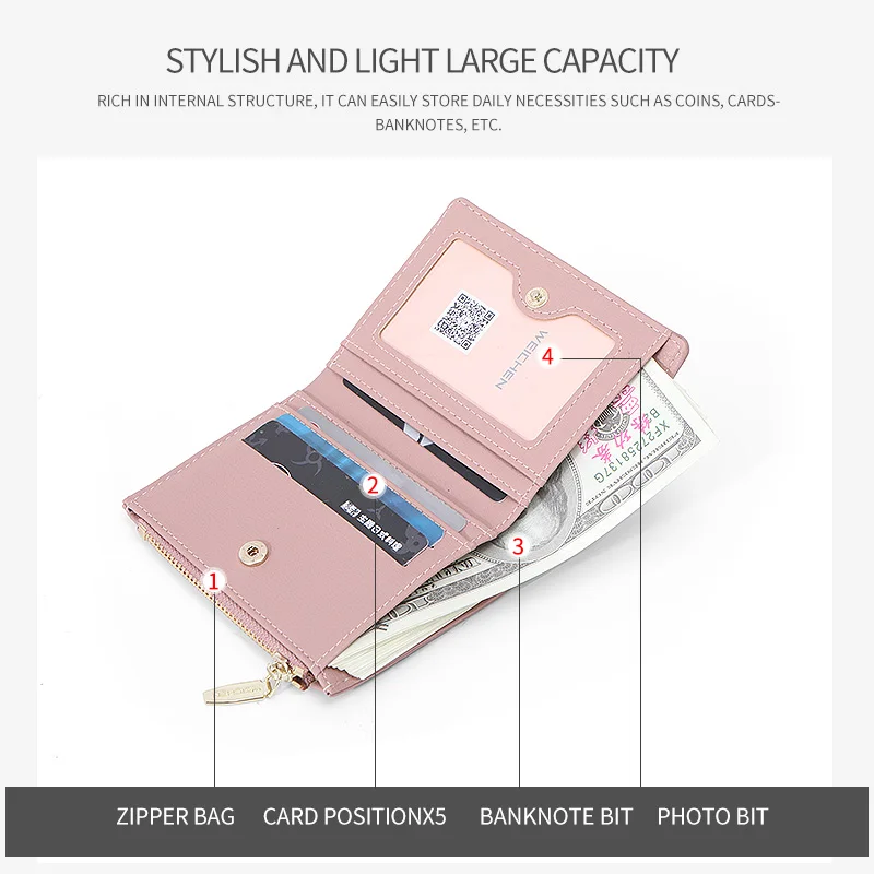 Кошелек WEICHEN Женский с отделением для карт на молнии | Багаж и сумки