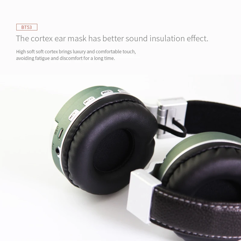 HIFI бас кожа Bluetooth гарнитура наушники беспроводные стерео с флеш-картой памяти TF