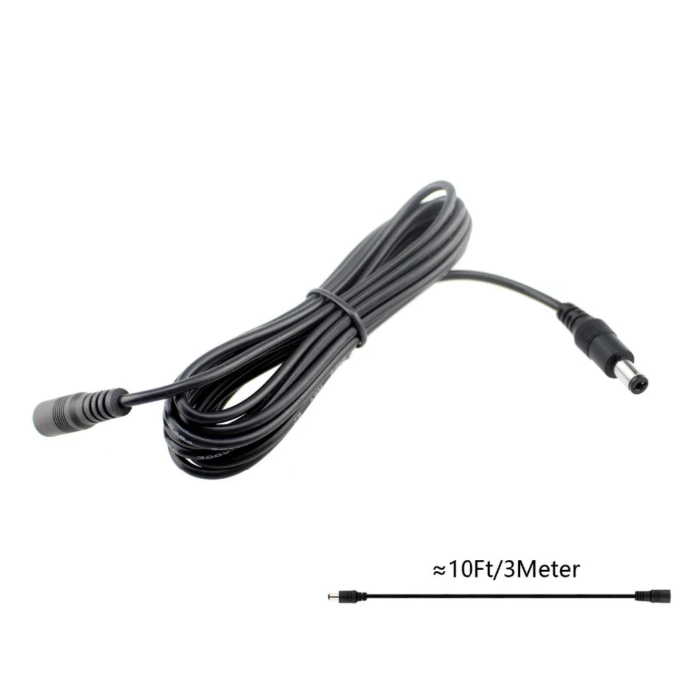 Светодиодный Solderless расширение Мощность шнур 20AWG 10 футов мужчин и женщин 5 мм x 2 1 DC