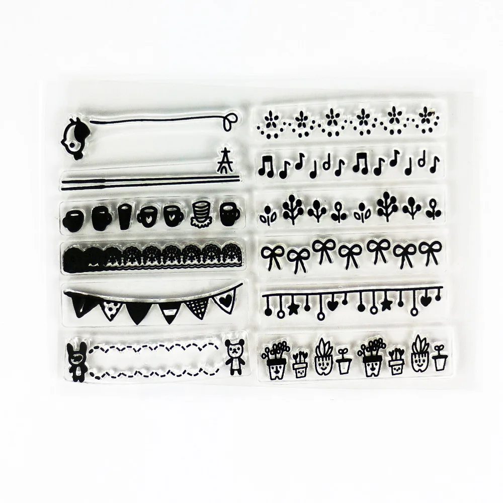 Дизайнерские прозрачные штампы с уголками 2 листа/партия резиновый штамп для