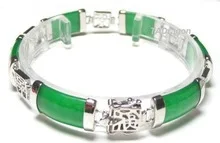 7 5 &quotДлина подлинного зеленого нефрита 925 стерлингового серебра браслет