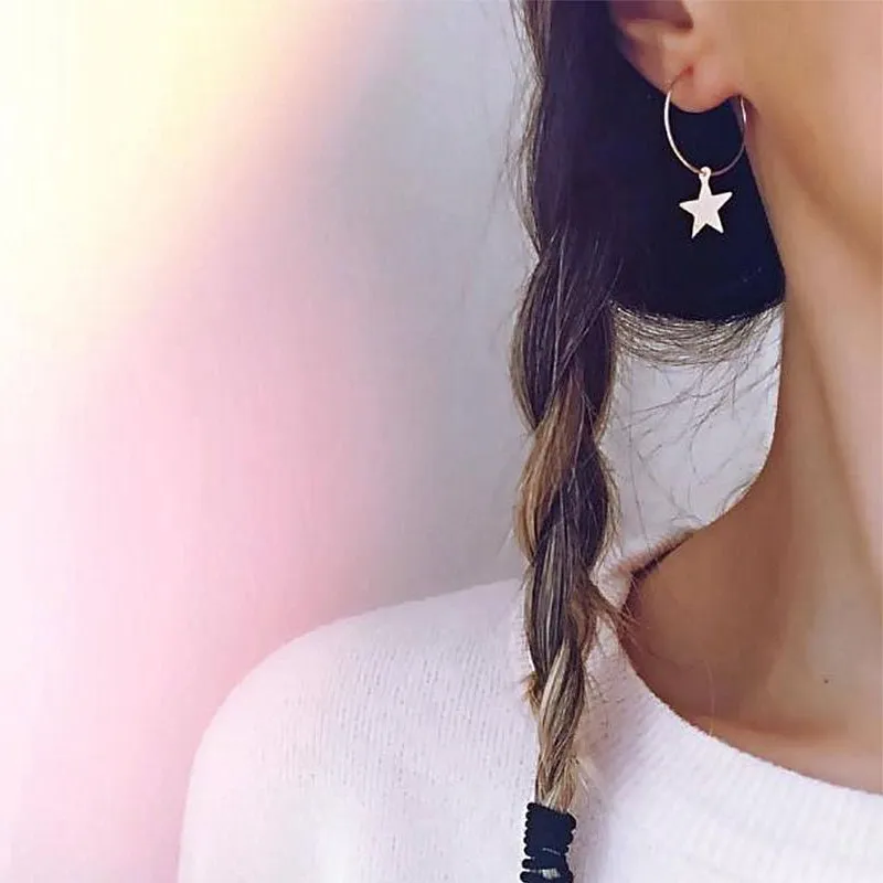 

Minimalist Small Pentagram Hoop Earrings Gold Star Pendant Earrings Women Fashion Jewelry Brincos Boucle D'oreille Pendientes