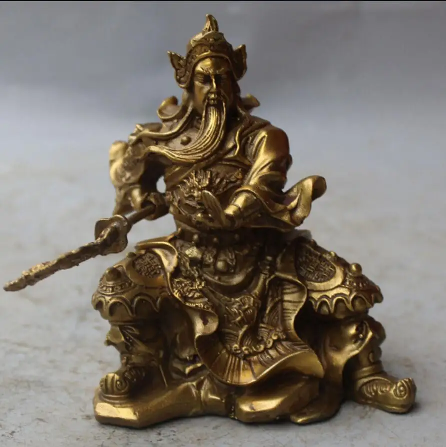 6 &quotКитайский древний герой латунный Дракон Guan Gong Yu воин меч с изображением бога