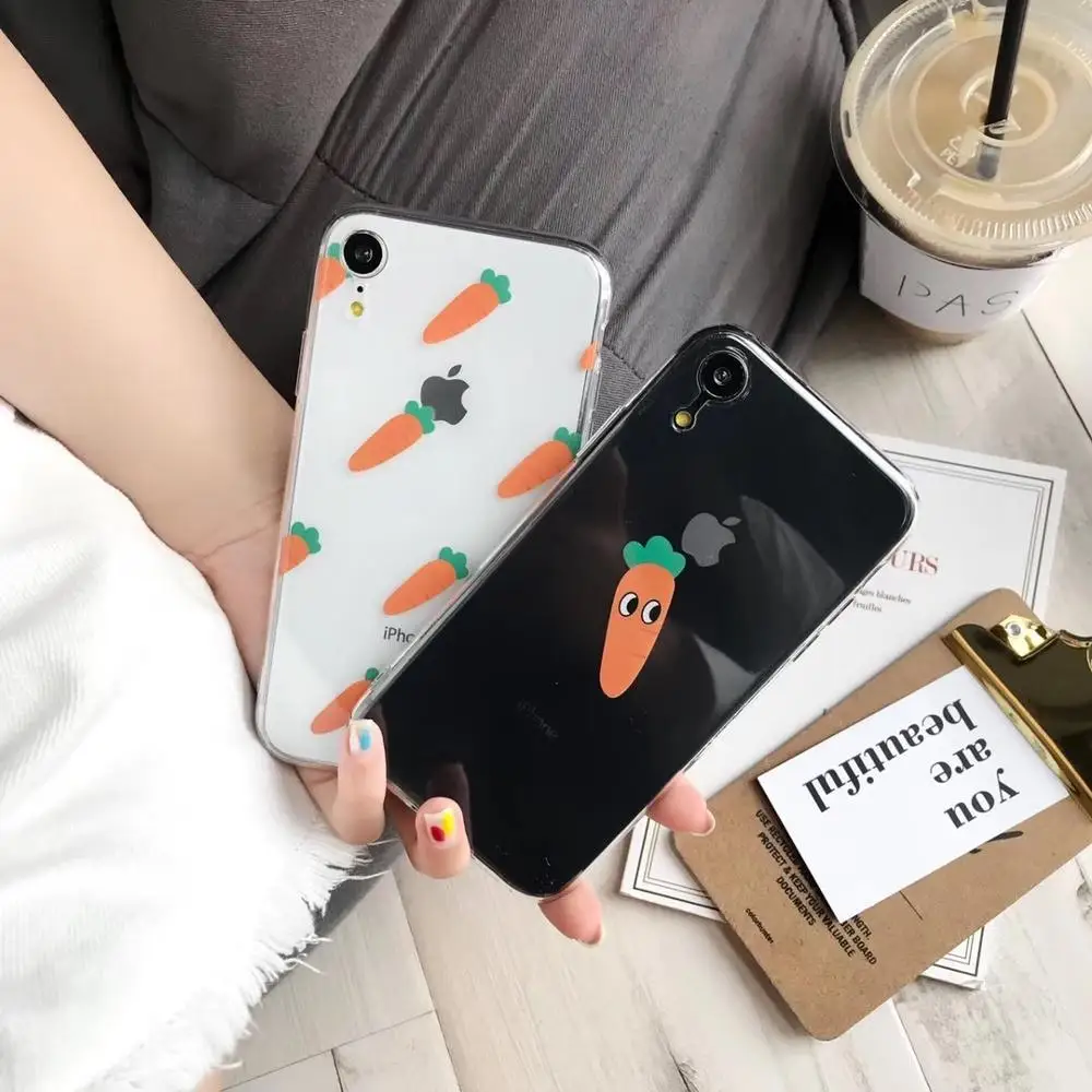 Чехол для телефона iPhone XS Max XR прозрачный мультяшный чехол с овощами 6 6s 7 8 Plus милый