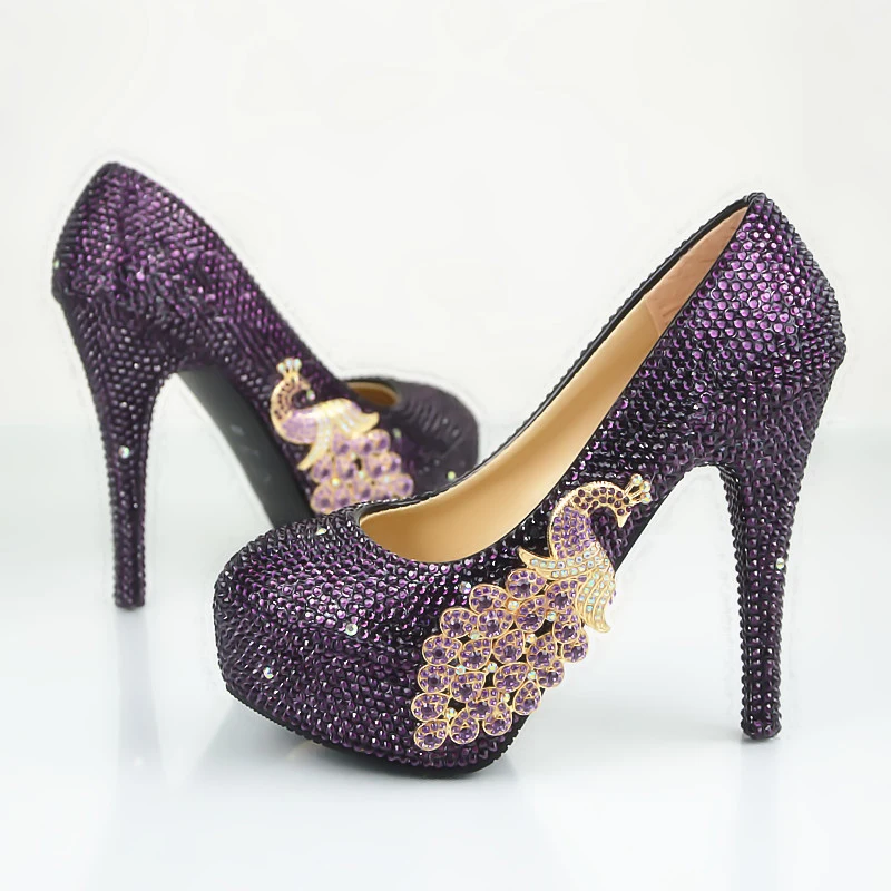 Свадебная обувь с украшением в виде кристаллов Цвет фиолетовый размеры 45 для