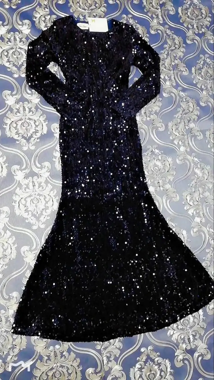 Платье с блестками и длинными рукавами знаменитости пикантные Элегантные Ночной