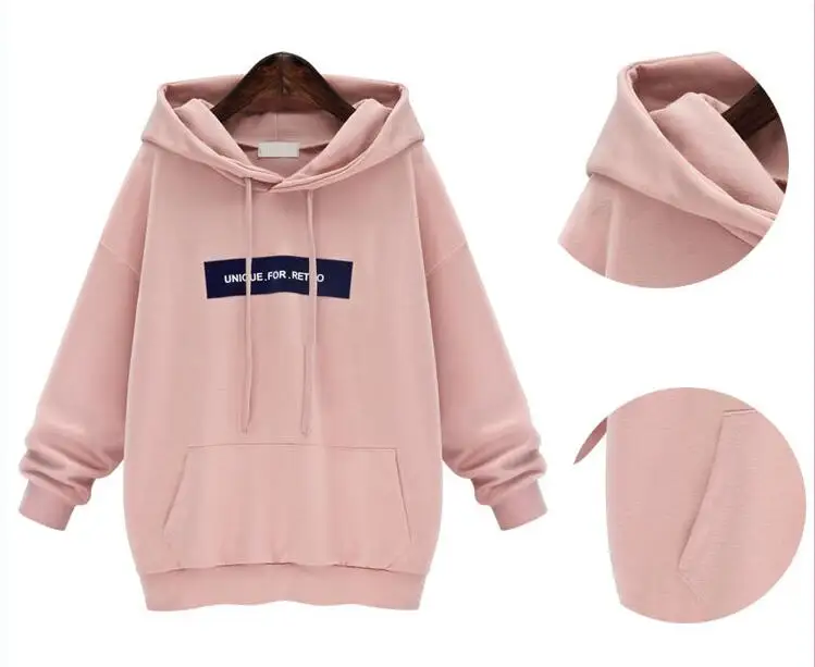 Falacs Zozo Autumn Winter Women Fashion Casual Streetwear Hoodies Sweatshirts Letter Hooded Pink Gray Pullovers | Женская одежда