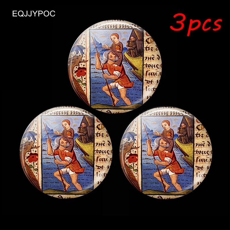 St Christopher 30 мм магнит на холодильник и Baby Jesus стеклянный кабошон наклейка