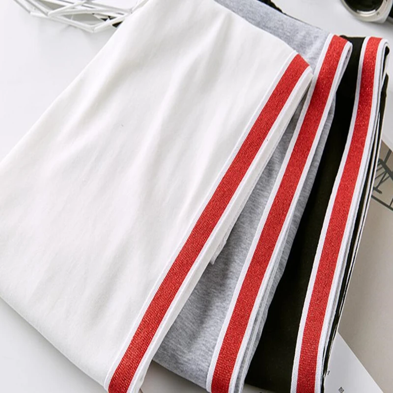 

NDUCJSI Women's High Waist Fitness Leggings High Quality Cotton Leggings Side Stripes New Women Leggings Plus Size Legging