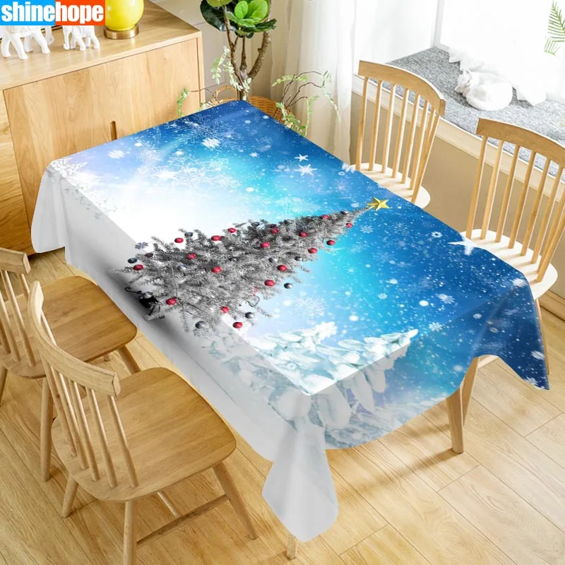 Oxford Cloth Customize Tablecloth Christmas Merry Tree Dust-proof Rectangular Table Cover For Party Home Decor 100X140cm |