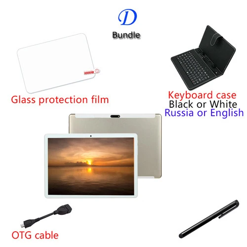 D 6000 мАч 10,1 'Планшеты Android 9,0 Восьмиядерный ОЗУ 6 Гб ПЗУ 64 Гб Двойная камера 5 Мп две sim-карты планшетный ПК Wifi gps bluetooth телефон - Комплект: D