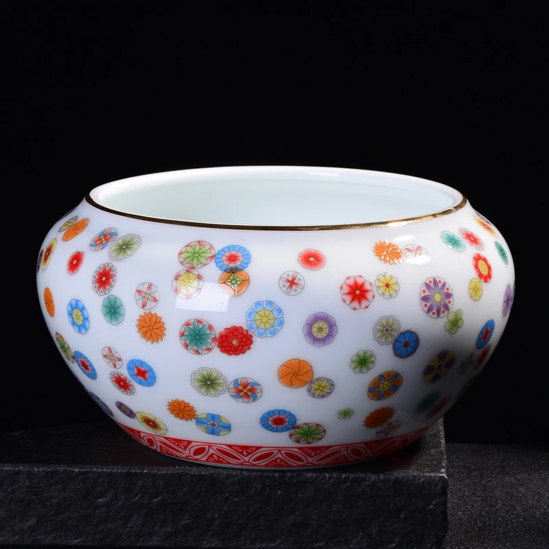 

Brief Ceramic Porcelain Tea Wash Hand Painted Flower Pattern Teaware Accessories Home Plant Holder Office Desk Small Fish Tanks