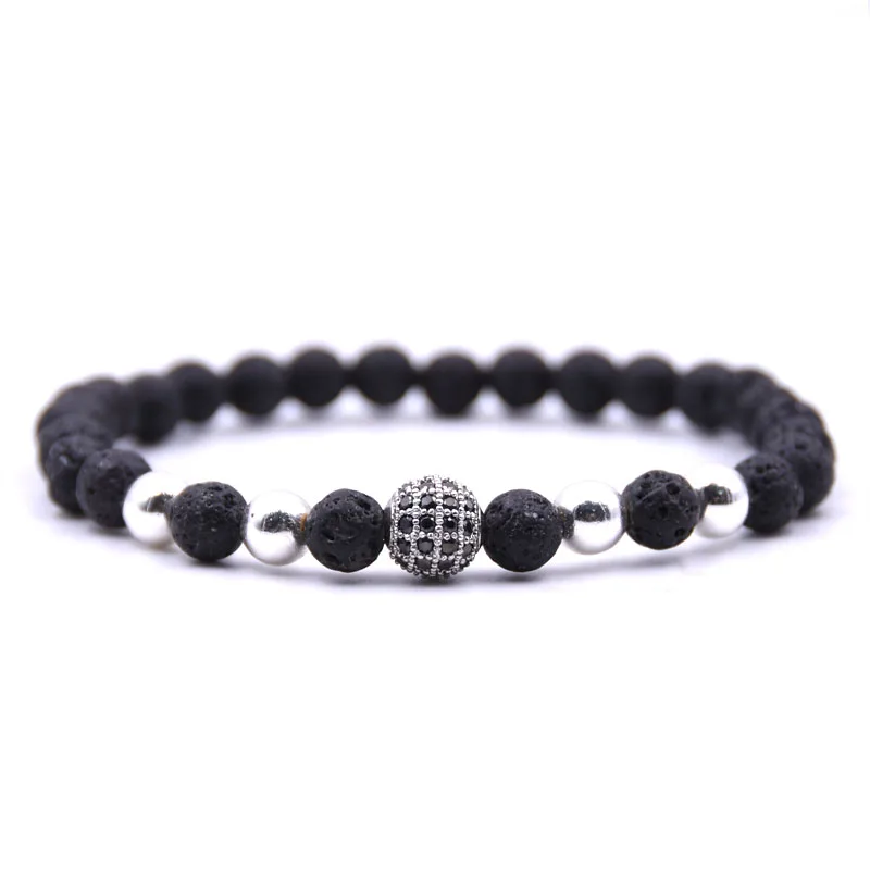 2 шт./компл. микро мозаика 8 мм Серебряный шар браслет 6 Природный камень 5 видов