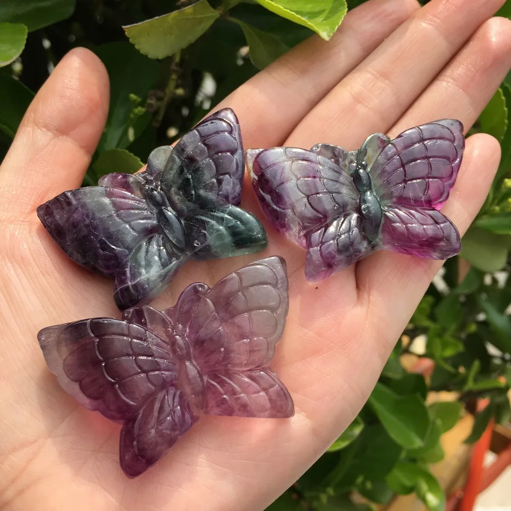 Хрустальная Бабочка натуральный флюорит драгоценный камень Papillon красочные flourite кварцевые бабочки целебные