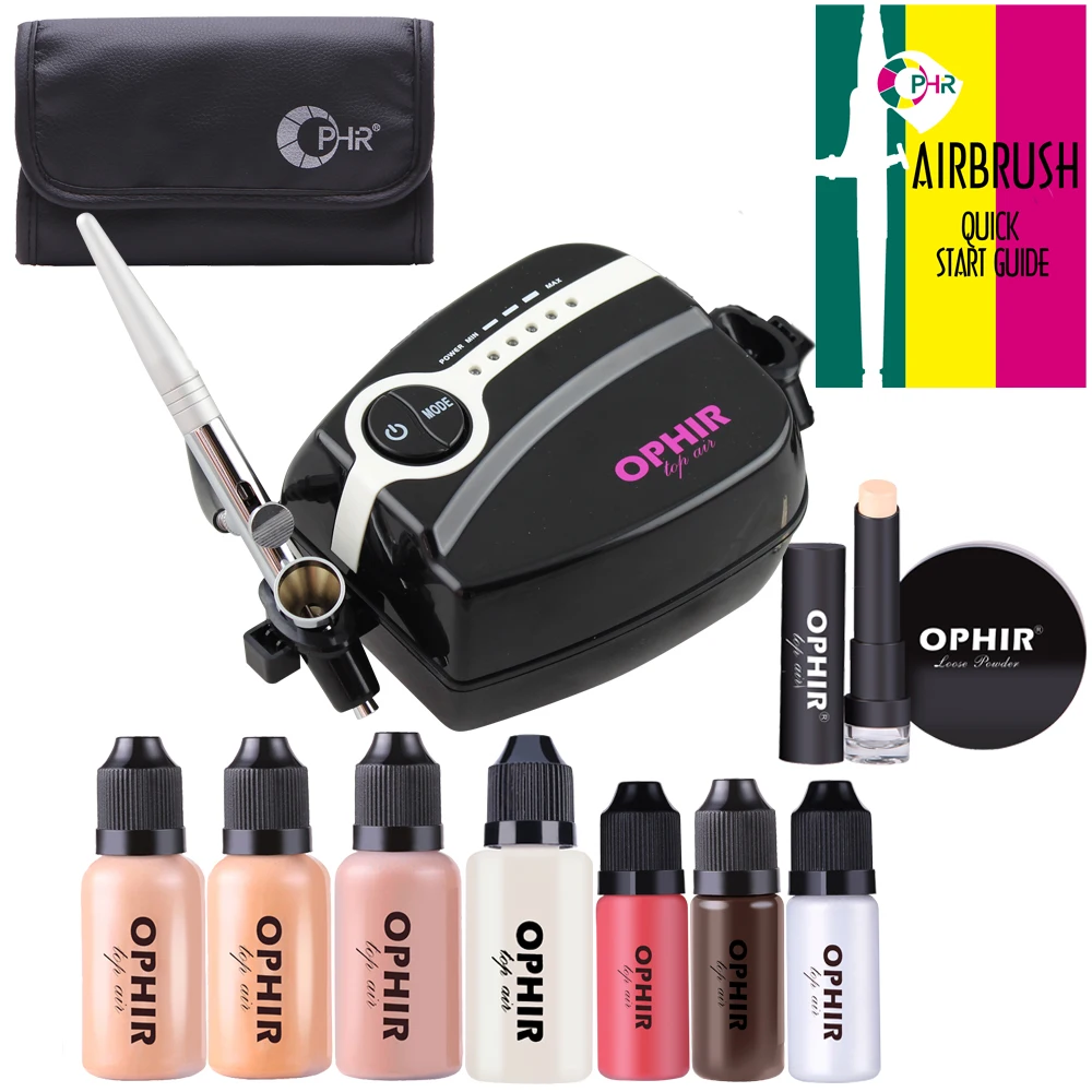 OPHIR Airbrush Makeup Set with Foundation Blush Eyeshadow Loose Powder Concealer Pen Makeup Tool Airbrush for Makeup OP-MK005B