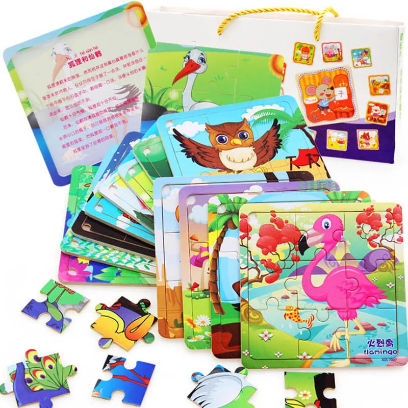 1 Набор деревянные животные/ЗОДИАК/насекомое/фрукты Пазлы игрушки Образование и