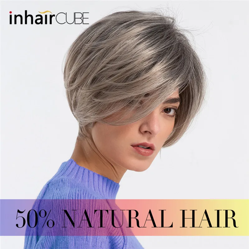INHAIR cube женские парики 10 дюймов новые синтетические смешанные волосы натуральные