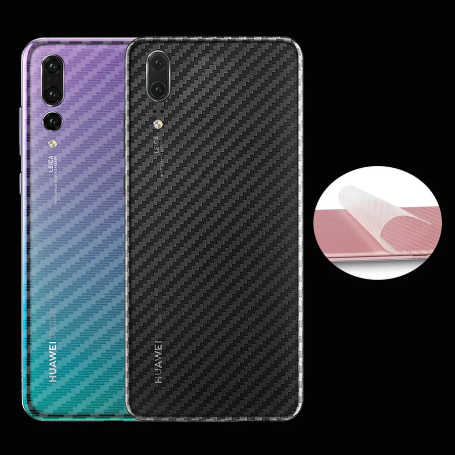 5 шт./лот 3D углеродного волокна наклейка на заднюю часть для huawei P30 P20 Pro Lite Коврики